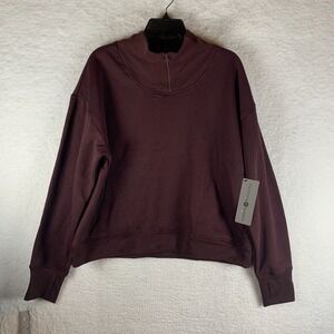 Harmony Balance Sweatshirt Womens XL Maroon Cotton Fleece Lined Mock Neck 7050